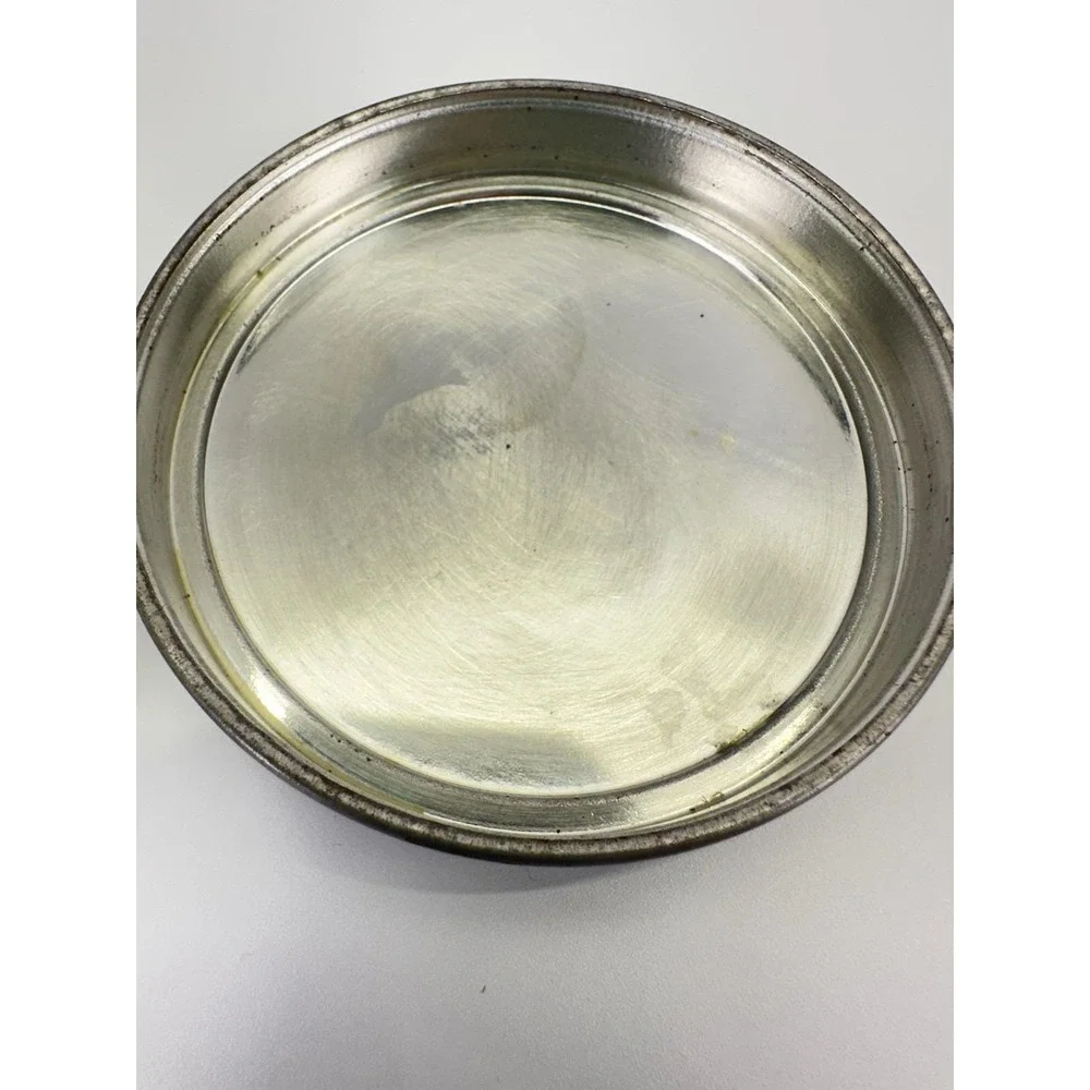 Vintage Glass Vanity Powder Jar Pastoral Courting Scene Metal Lid 3.5